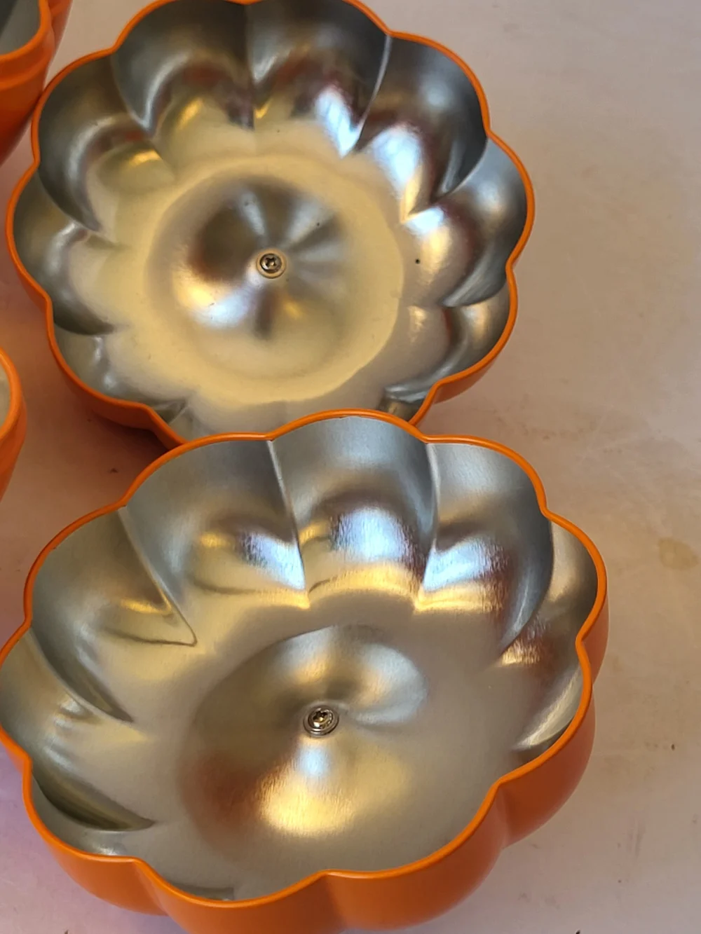 See's Candies Pumpkin Tins - Orange Halloween (NO Candy) 2016 s/2
